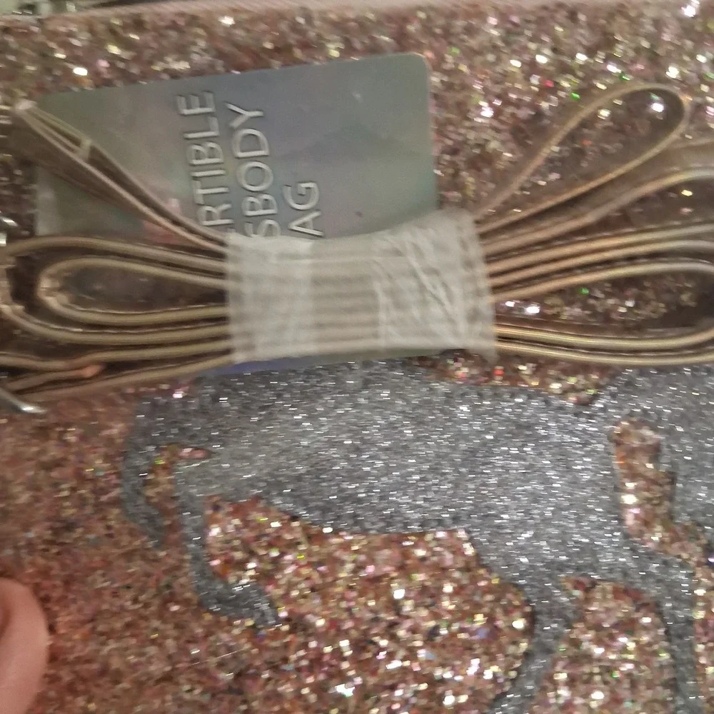 Vtg Y2K Justice Crossbody Purse Pink Silver Iridescent‎ Unicorn NWT